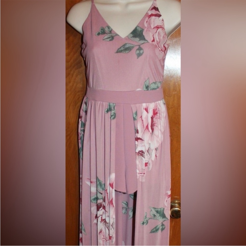 Pink Floral Maxi Dress with built in shorts